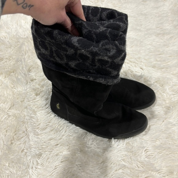 Coach Tatum Black Wool & Suede Leather Winter Boots Size 7.5 - Picture 3 of 10
